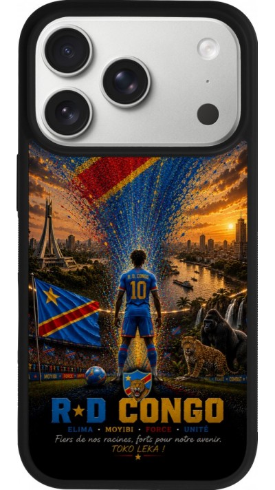 iPhone 17 Pro Case Hülle - Silikon schwarz Fussball Demokratische Republik Kongo splash 2026