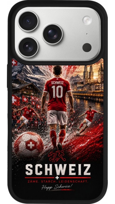 iPhone 17 Pro Case Hülle - Silikon schwarz Fussball Schweiz splash 2026