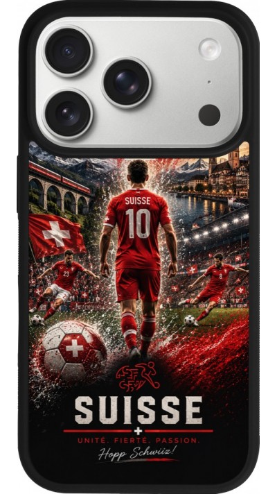 iPhone 17 Pro Case Hülle - Silikon schwarz Fussball Suisse splash 2026