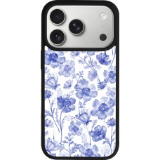 Coque iPhone 17 Pro - Silicone rigide noir Spring 23 watercolor blue flowers