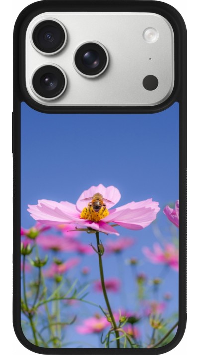 Coque iPhone 17 Pro - Silicone rigide noir Bee on a flower Spring 2026