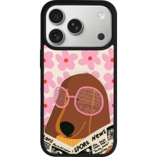 Coque iPhone 17 Pro - Silicone rigide noir Dog with newspaper Spring 2026