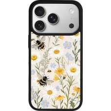 Coque iPhone 17 Pro - Silicone rigide noir Pattern bees Spring 2026