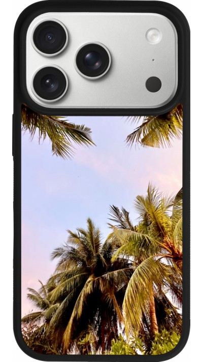 Coque iPhone 17 Pro - Silicone rigide noir Summer 2023 palm tree vibe