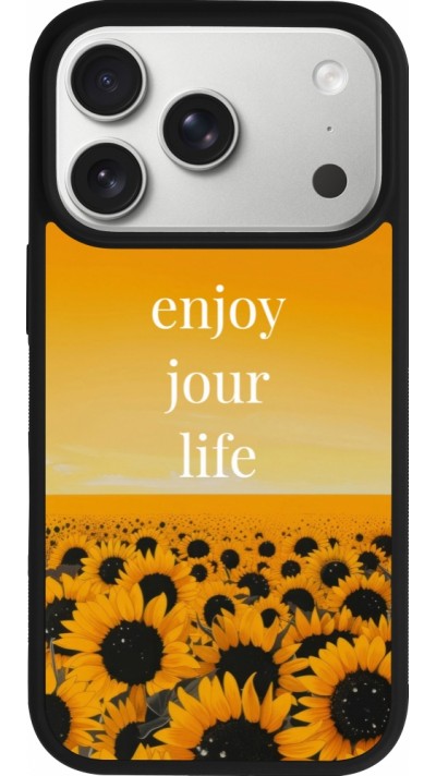 Coque iPhone 17 Pro - Silicone rigide noir Summer 2025 Enjoy your life