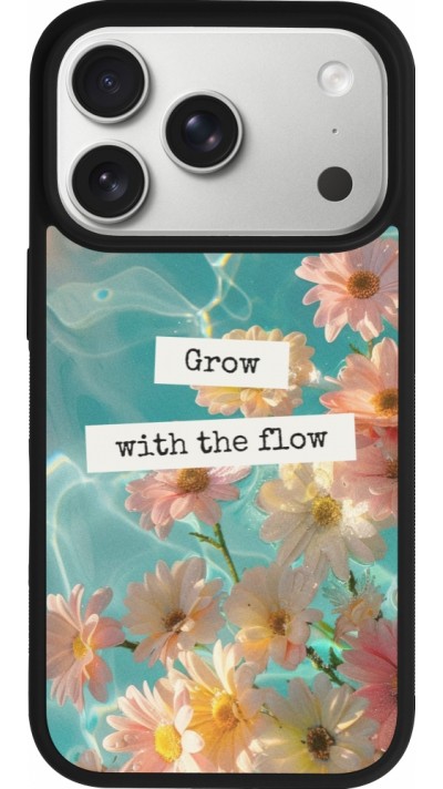 Coque iPhone 17 Pro - Silicone rigide noir Summer 2025 Grow with the flow