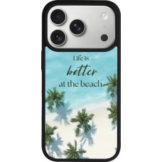 Coque iPhone 17 Pro - Silicone rigide noir Summer 2025 Life is better at the beach