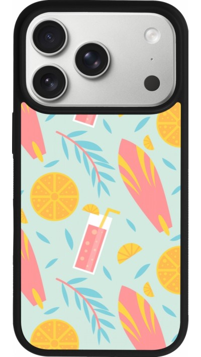 Coque iPhone 17 Pro - Silicone rigide noir Summer 2025 Pattern citron