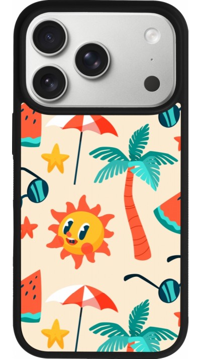Coque iPhone 17 Pro - Silicone rigide noir Summer 2025 Pattern soleil