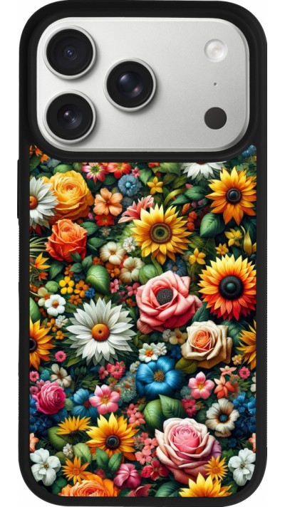 Coque iPhone 17 Pro - Silicone rigide noir Summer Floral Pattern