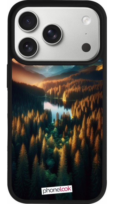 Coque iPhone 17 Pro - Silicone rigide noir Sunset Forest Lake