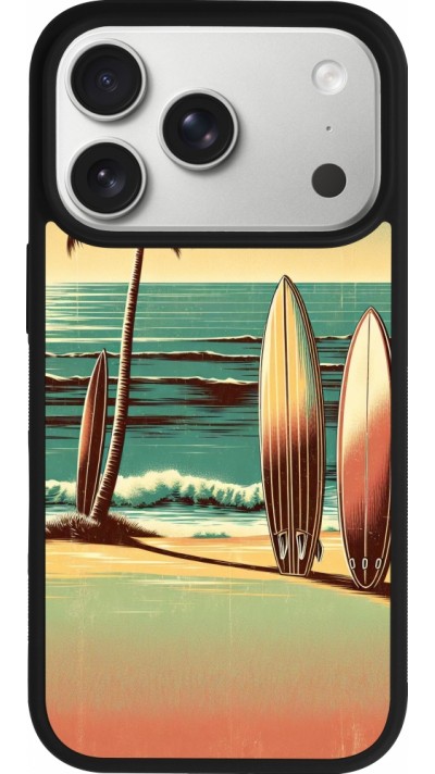 Coque iPhone 17 Pro - Silicone rigide noir Surf Paradise