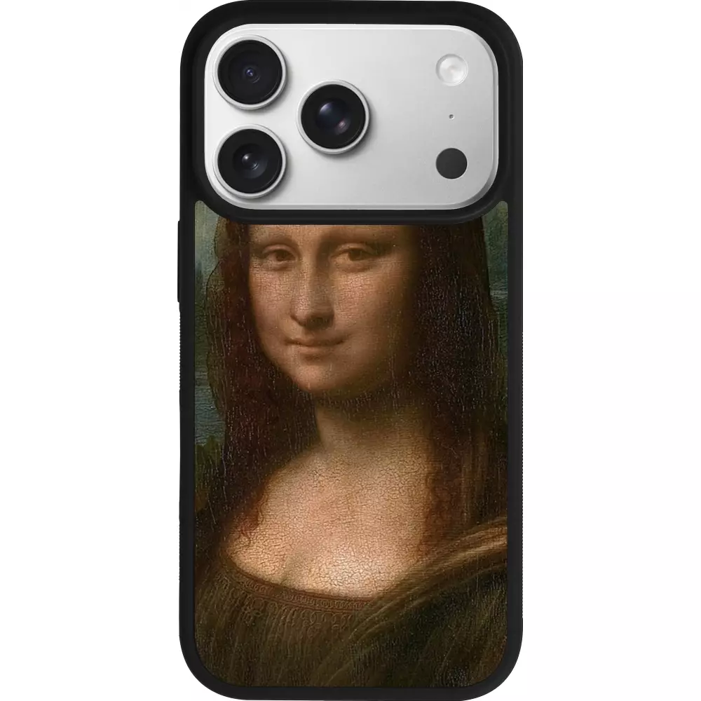 Coque iPhone 17 Pro - Silicone rigide noir Tableau art - La Joconde - Léonard de Vinci