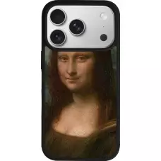 Coque iPhone 17 Pro - Silicone rigide noir Tableau art - La Joconde - Léonard de Vinci