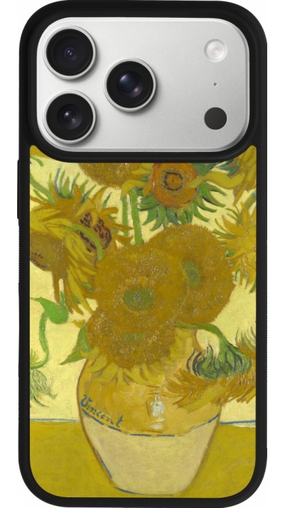 Coque iPhone 17 Pro - Silicone rigide noir Tableau art - Les Tournesols - Van Gogh