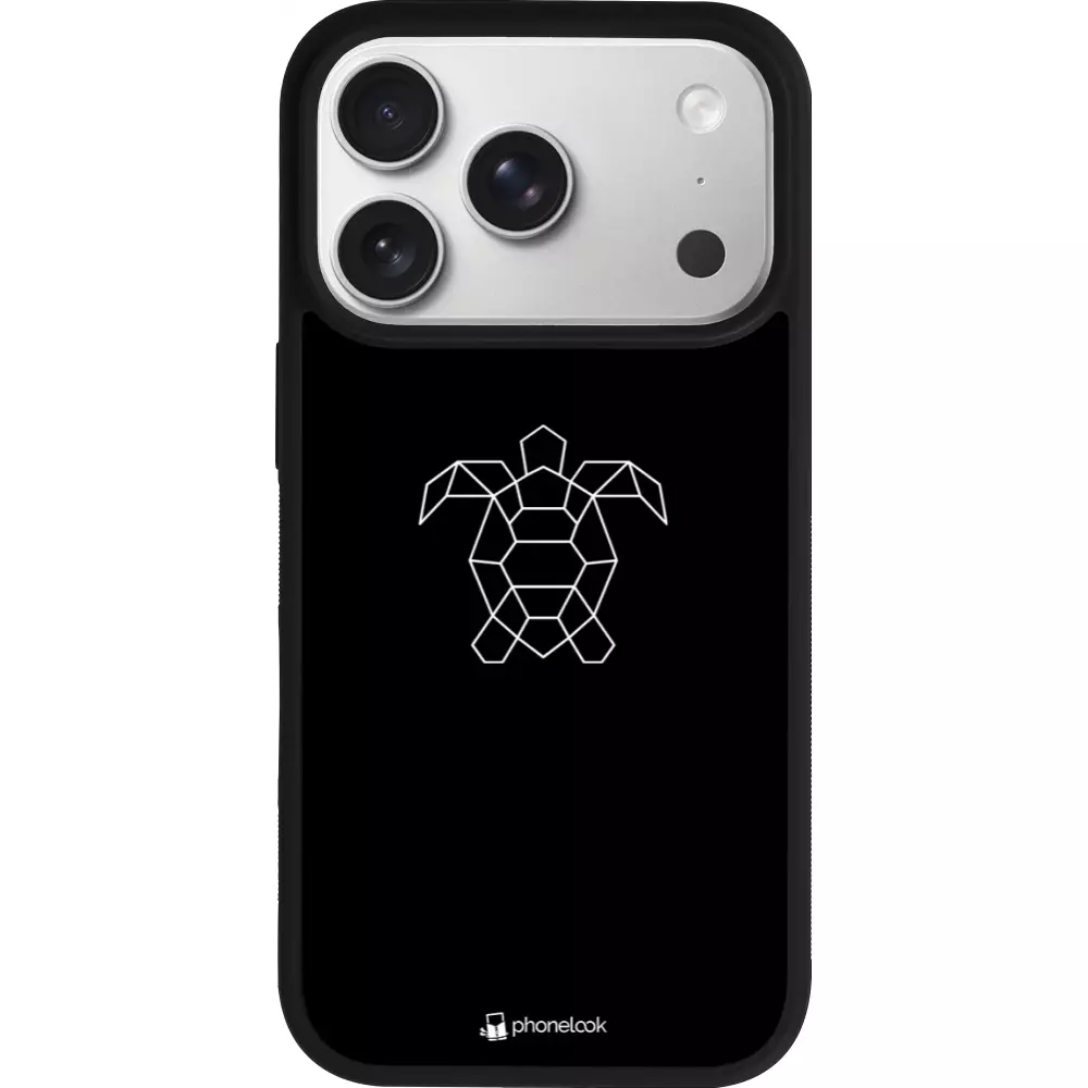 Coque iPhone 17 Pro - Silicone rigide noir Turtles lines on black