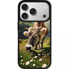 Coque iPhone 17 Pro - Silicone rigide noir Vache montagne Valais
