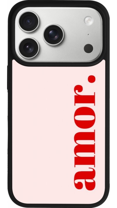 Coque iPhone 17 Pro - Silicone rigide noir Valentine 2024 amor