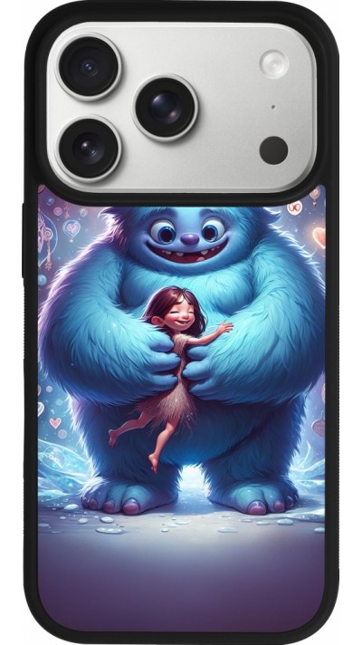 Coque iPhone 17 Pro - Silicone rigide noir Valentine 2024 Fluffy Love