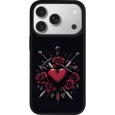 Coque iPhone 17 Pro - Silicone rigide noir Valentine 2024 gothic love