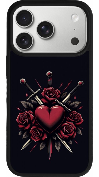 Coque iPhone 17 Pro - Silicone rigide noir Valentine 2024 gothic love