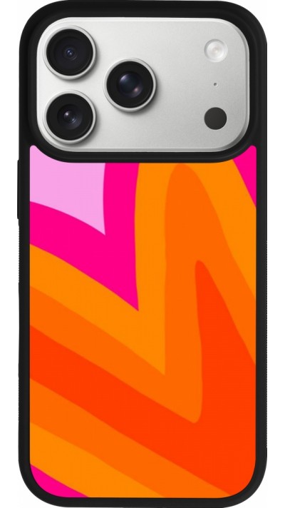 Coque iPhone 17 Pro - Silicone rigide noir Valentine 2024 heart gradient