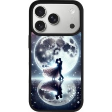 Coque iPhone 17 Pro - Silicone rigide noir Valentine 2024 Love under the moon
