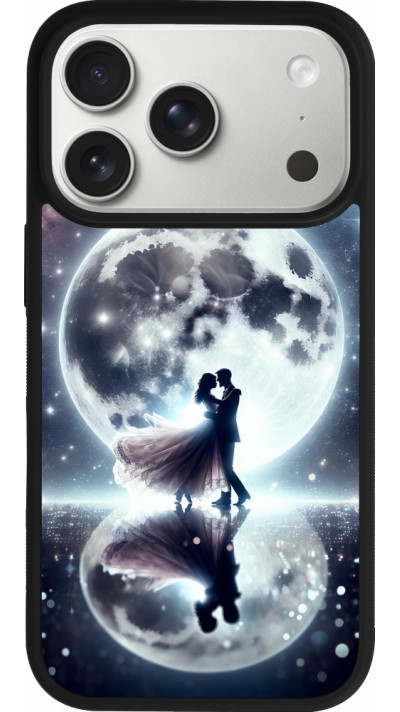 Coque iPhone 17 Pro - Silicone rigide noir Valentine 2024 Love under the moon