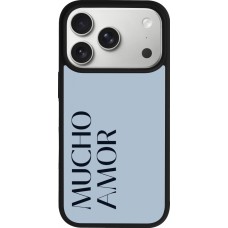 Coque iPhone 17 Pro - Silicone rigide noir Valentine 2024 mucho amor azul