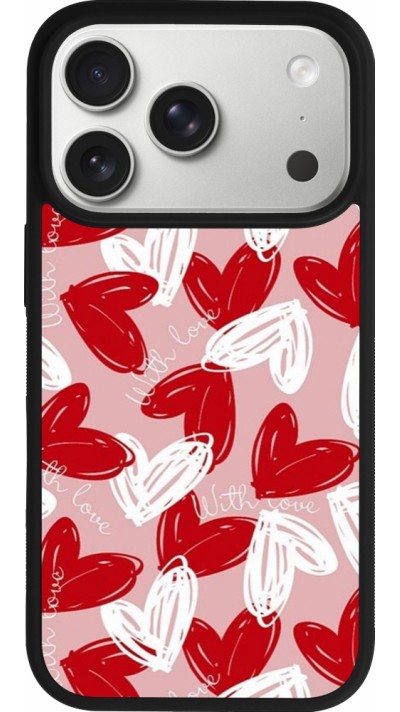 Coque iPhone 17 Pro - Silicone rigide noir Valentine 2024 with love heart