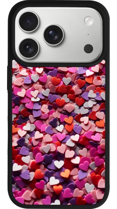 Coque iPhone 17 Pro - Silicone rigide noir Valentine 2025 Confetti