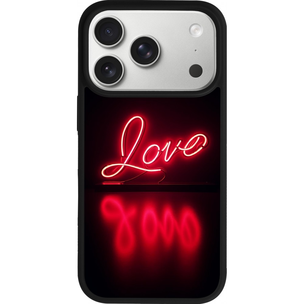 iPhone 17 Pro Case Hülle - Silikon schwarz Valentine 2025 Neon Liebe
