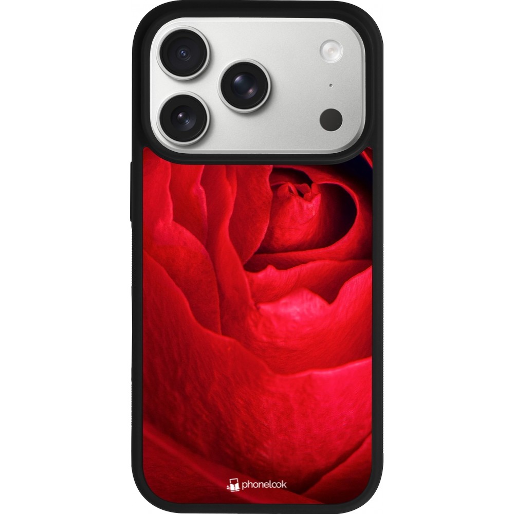 Coque iPhone 17 Pro - Silicone rigide noir Valentine 2022 Rose