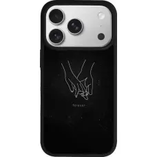 Coque iPhone 17 Pro - Silicone rigide noir Valentine 2023 hands forever