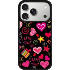 iPhone 17 Pro Case Hülle - Silikon schwarz Valentine 2023 love symbols