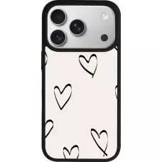 Coque iPhone 17 Pro - Silicone rigide noir Valentine 2023 minimalist hearts