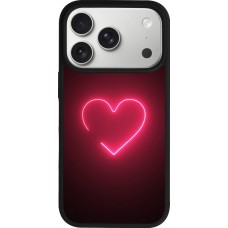 Coque iPhone 17 Pro - Silicone rigide noir Valentine 2023 single neon heart