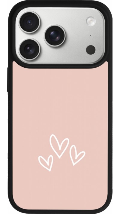 Coque iPhone 17 Pro - Silicone rigide noir Valentine 2023 three minimalist hearts