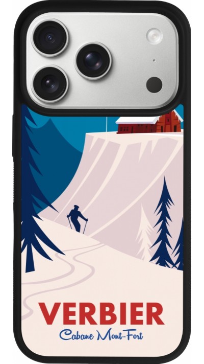 Coque iPhone 17 Pro - Silicone rigide noir Verbier Cabane Mont-Fort