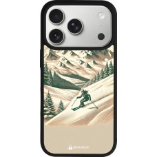 Coque iPhone 17 Pro - Silicone rigide noir Vintage Ski Mountain