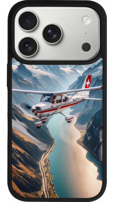 Coque iPhone 17 Pro - Silicone rigide noir Vol Alpin Suisse