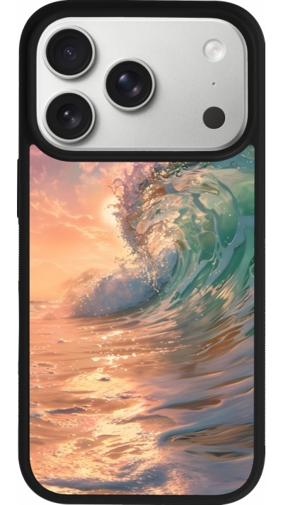Coque iPhone 17 Pro - Silicone rigide noir Wave Sunset