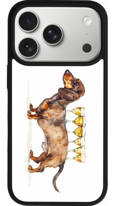 Coque iPhone 17 Pro - Silicone rigide noir Wine Teckel