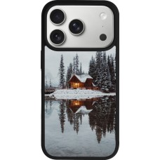 iPhone 17 Pro Case Hülle - Silikon schwarz Winter 25 Winter house forest afternoon