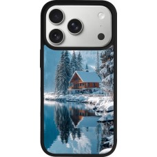 iPhone 17 Pro Case Hülle - Silikon schwarz Winter 25 Winter house forest day