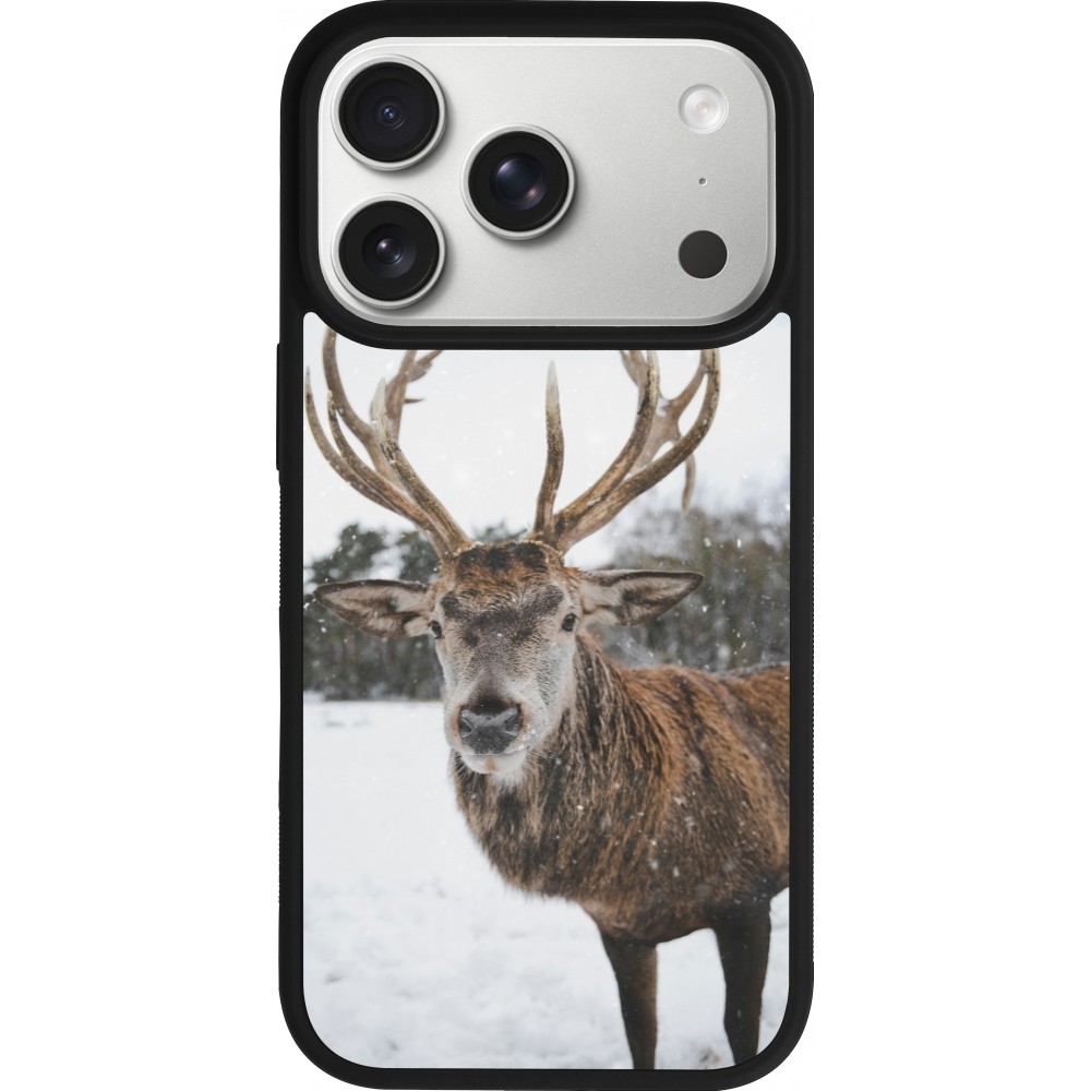 iPhone 17 Pro Case Hülle - Silikon schwarz Winter 25 Winter reindeer