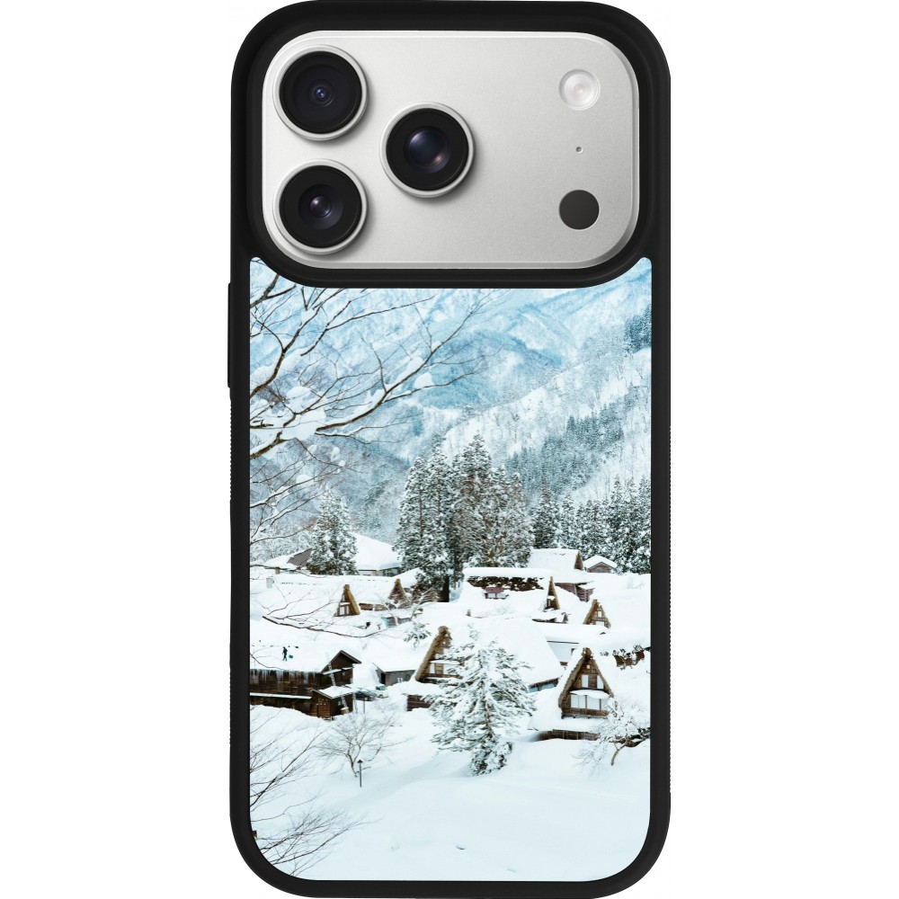 iPhone 17 Pro Case Hülle - Silikon schwarz Winter 25 Winter snowy landscape