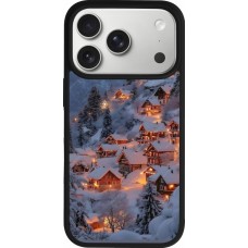 iPhone 17 Pro Case Hülle - Silikon schwarz Winter 25 Winter snowy village
