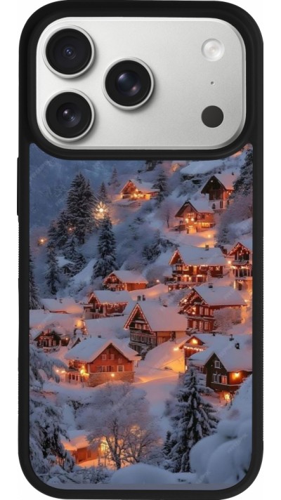 iPhone 17 Pro Case Hülle - Silikon schwarz Winter 25 Winter snowy village