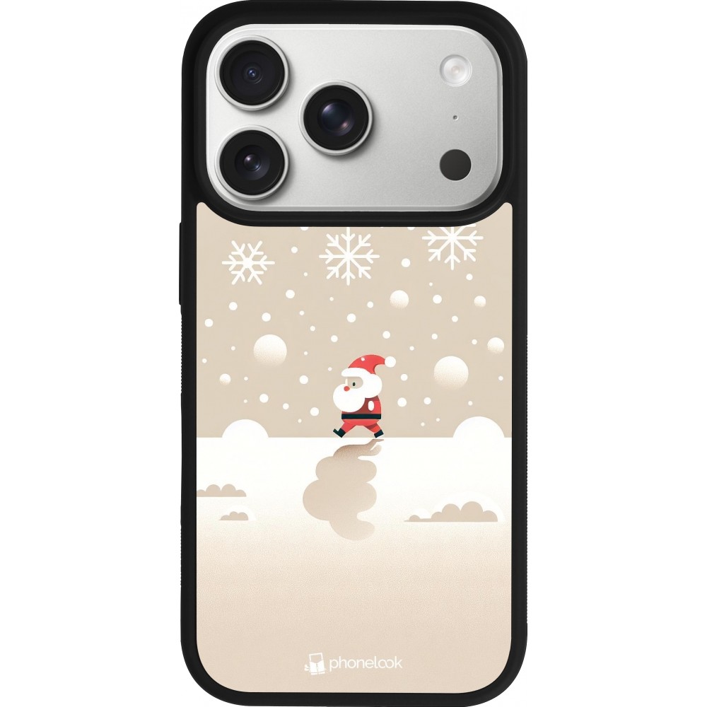 Coque iPhone 17 Pro - Silicone rigide noir Noël 2023 Minimalist Santa